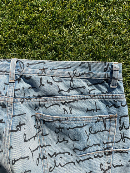 SS15 Dior Homme By Kris Van Assche Handwritten Script Denim