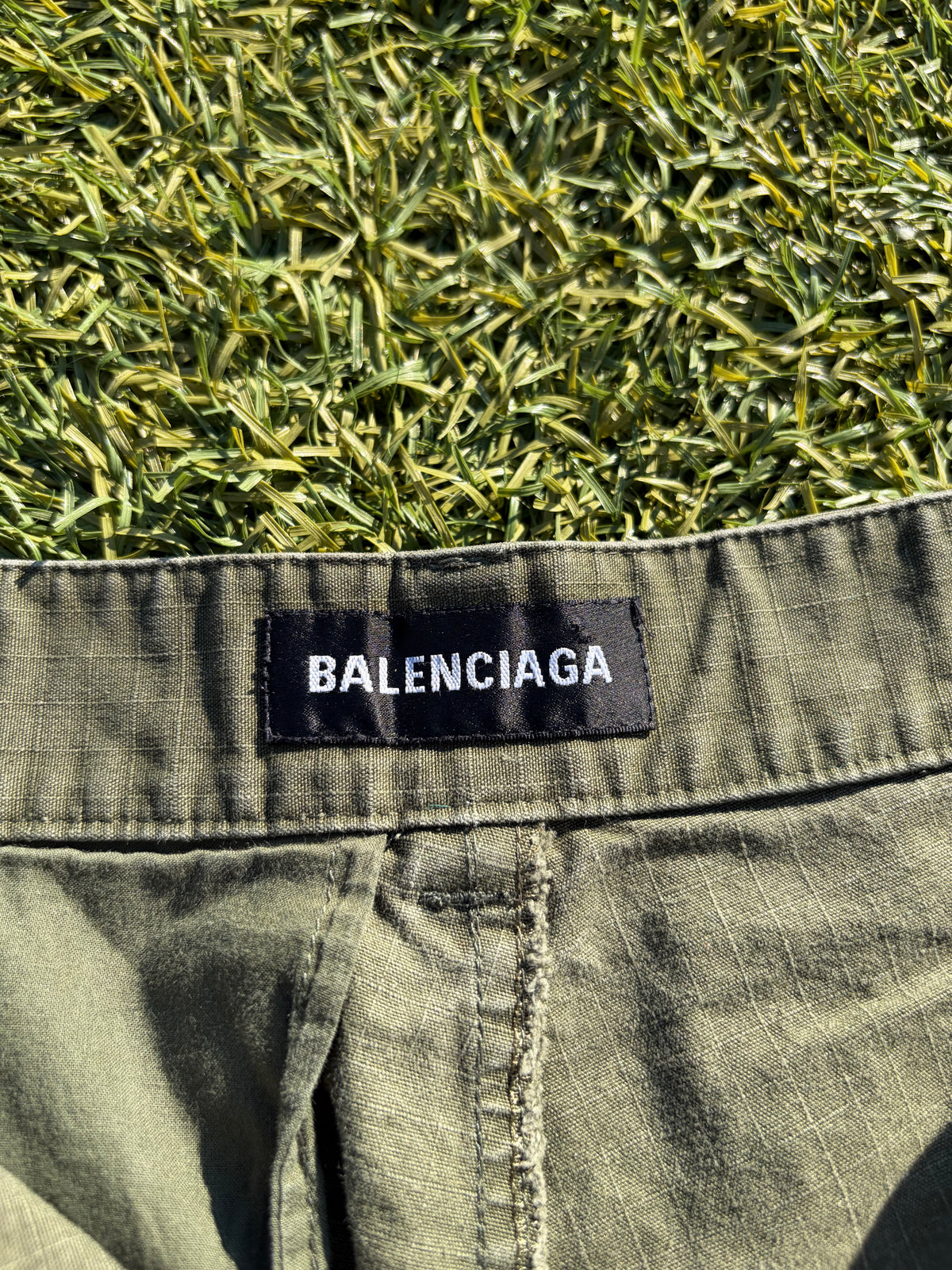 AW20 Balenciaga Convertible Multi Pocket Cargo Olive Pant