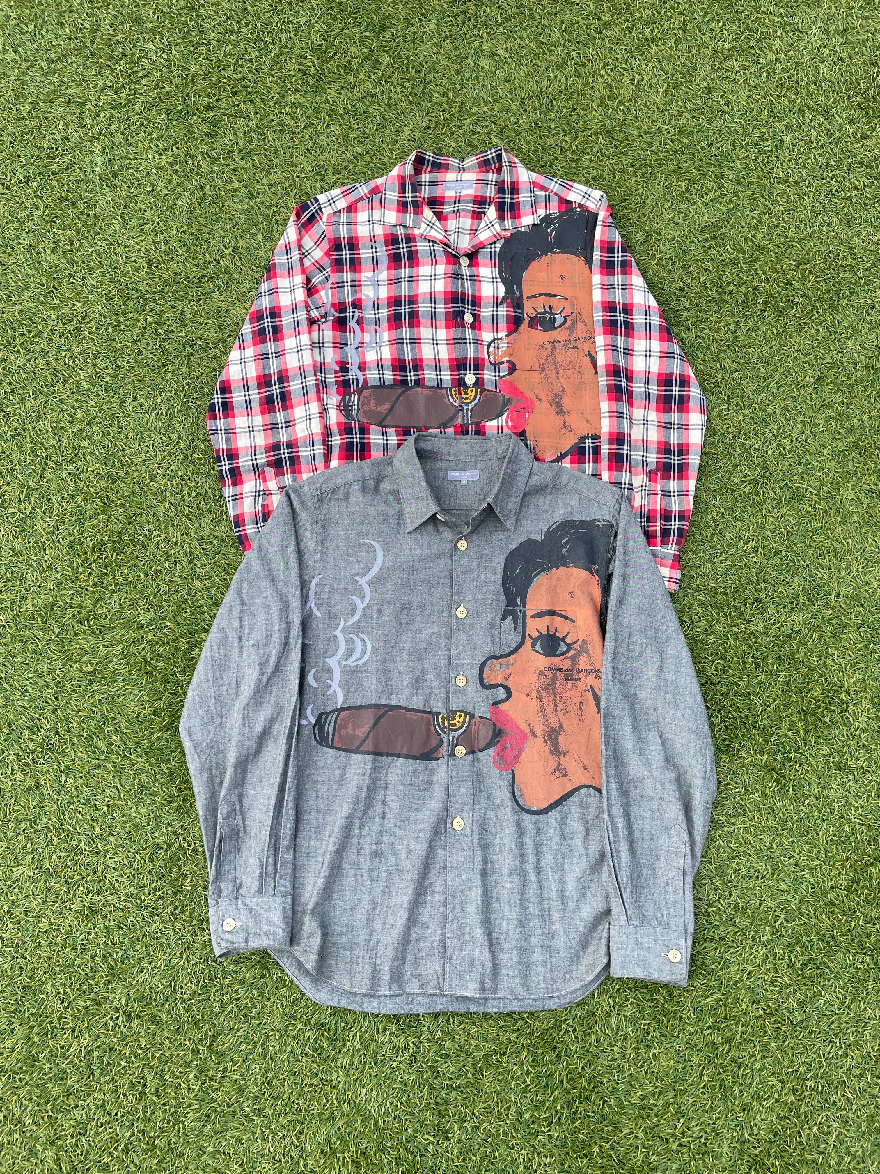 AD2002 Comme Des Garçons Cuba Painted Grey Button Up – RWNDBCKWRDS