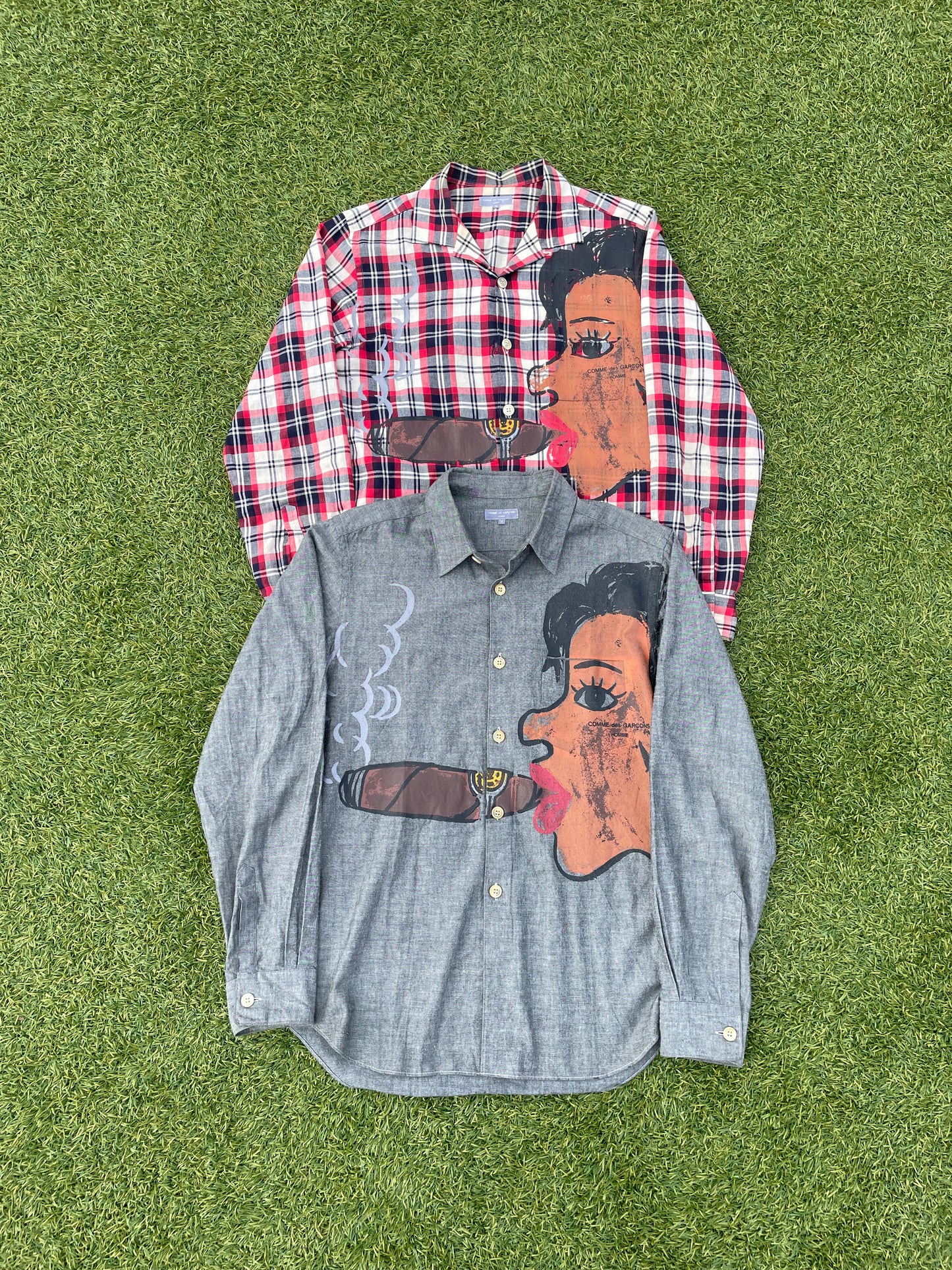 AD2002 Comme Des Garçons Cuba Painted Grey Button Up