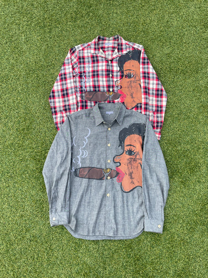 AD2002 Comme Des Garçons Cuba Painted Grey Button Up