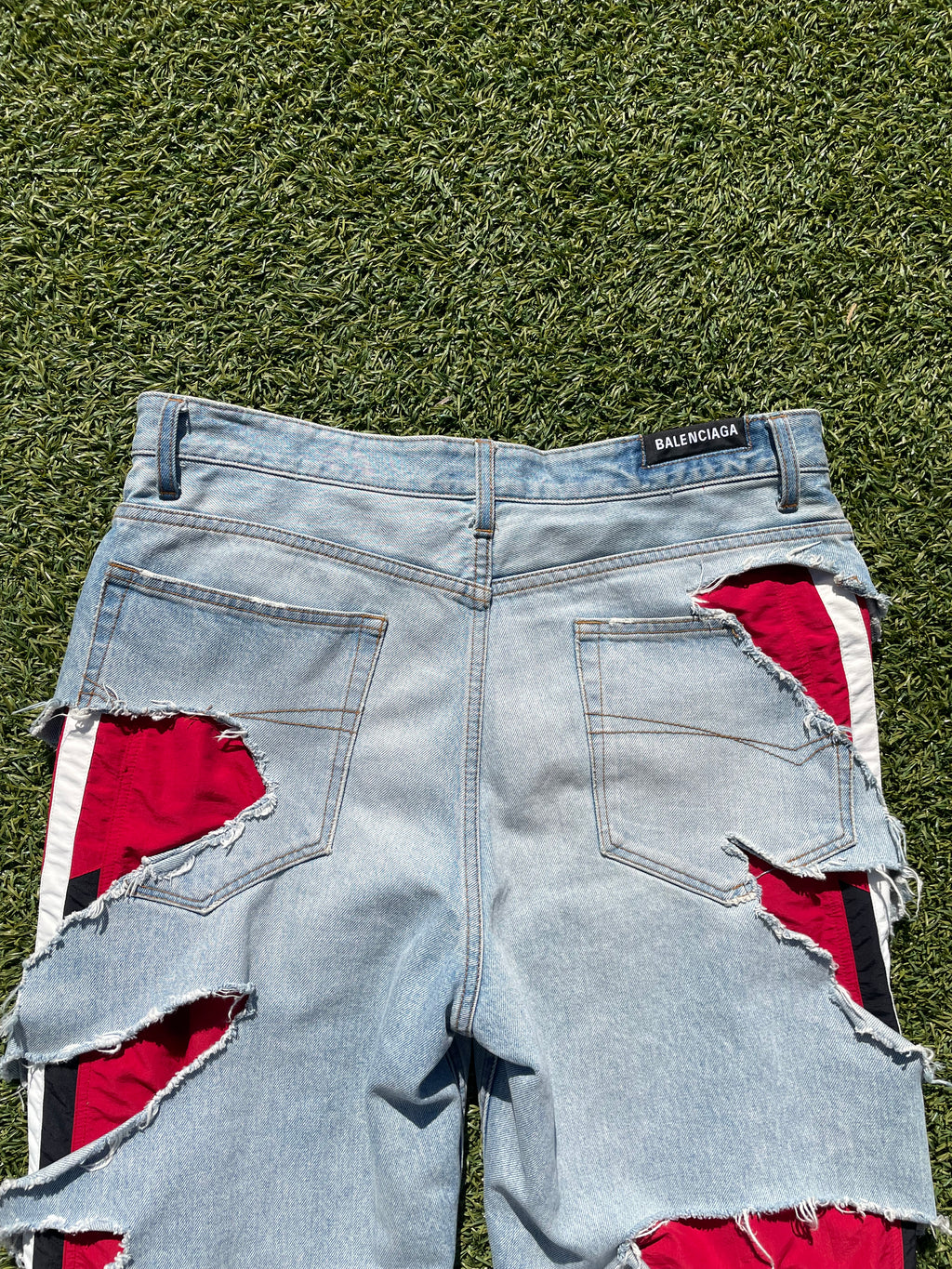 AW21 “Afterworld” - Balenciaga Slashed Sporty B Track Hybrid Denim
