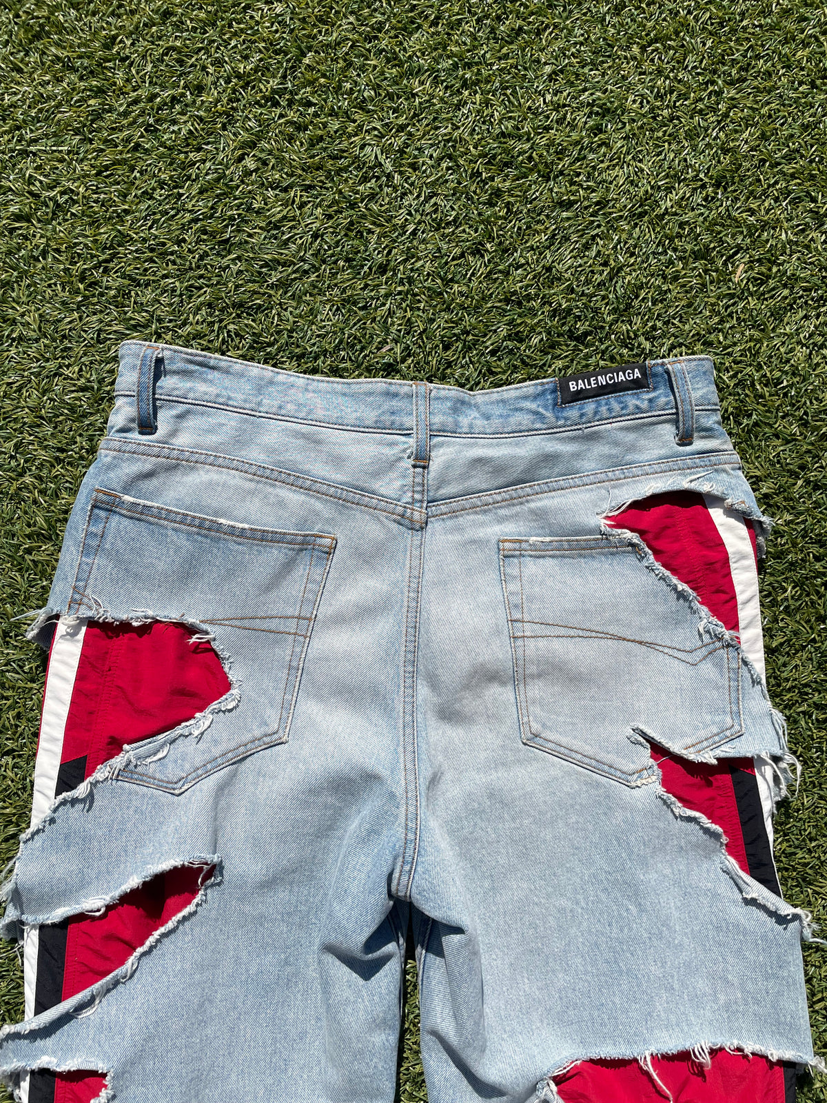 AW21 “Afterworld” - Balenciaga Slashed Sporty B Track Hybrid Denim