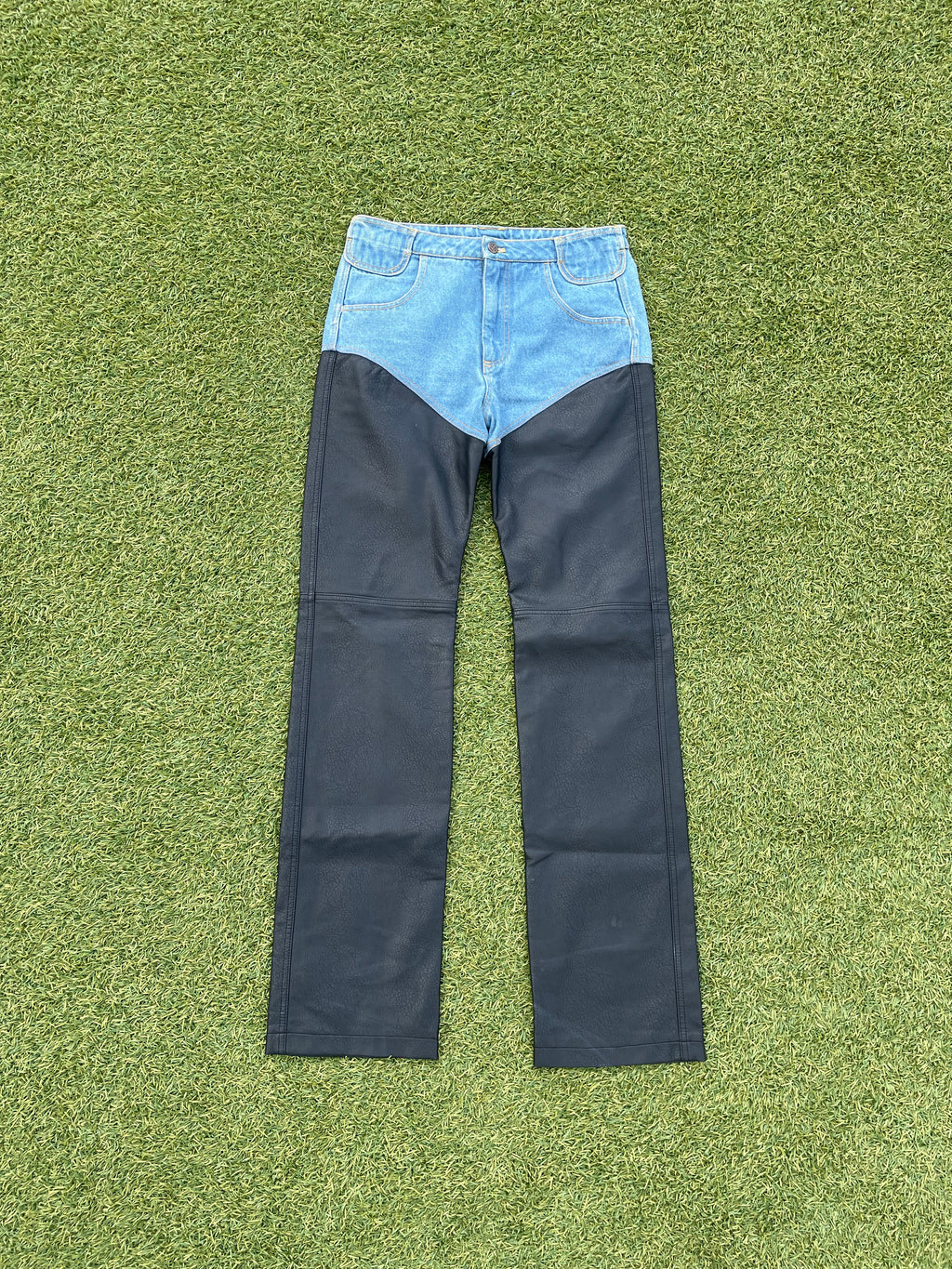 AW19 Telfar Hybrid Panel Leather Denim
