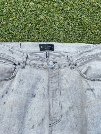 SS23 Balenciaga Distressed Destroyed Mudwash Denim