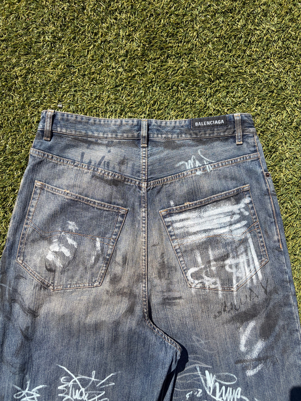 SS23 “Mudshow” - Balenciaga Graffiti Mudwash Baggy Denim