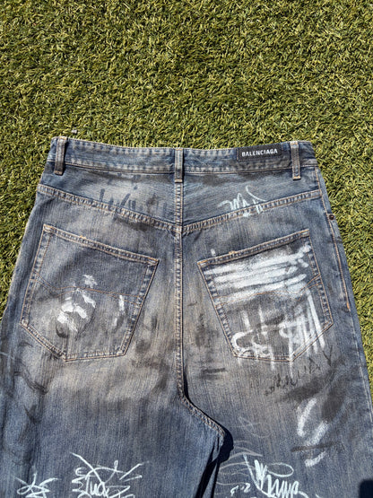 SS23 “Mudshow” - Balenciaga Graffiti Mudwash Baggy Denim