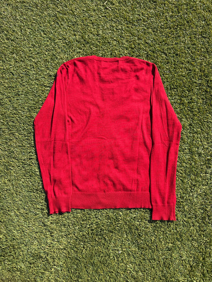 1990s Hysteric Glamour “Destroy All” Red Knit Cardigan
