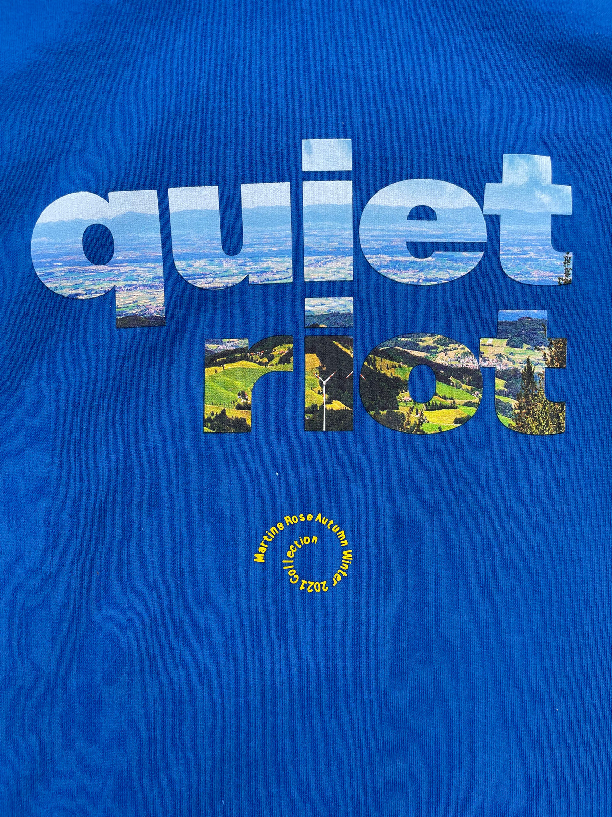 AW21 Martine Rose Quiet Riot Blue Hoodie