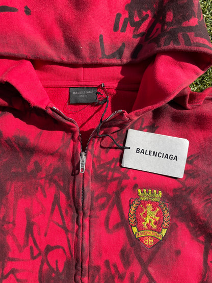 SS23 “Mudshow” - Balenciaga Skater Red Zip Up Hoodie