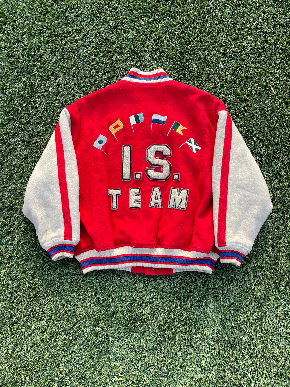 1984 Issey Miyake Sport Team Flag Wool Varsity Jacket