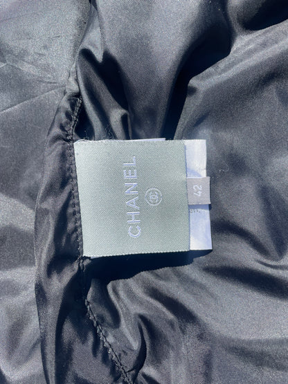 FW2006 Chanel Sport Contrast Stitching Satin Padded Bomber Jacket