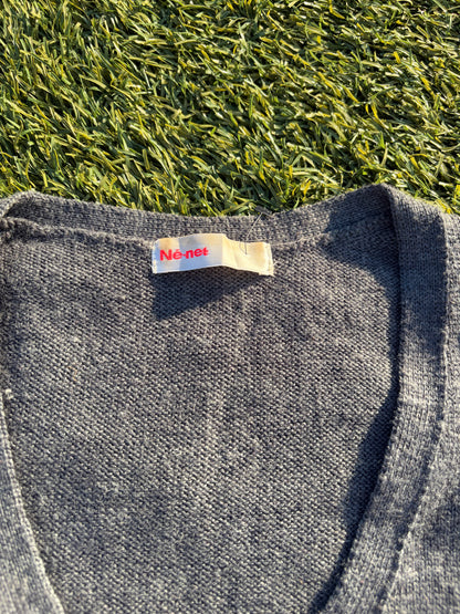 Ne-Net Hero Grey Knit Wool Cardigan