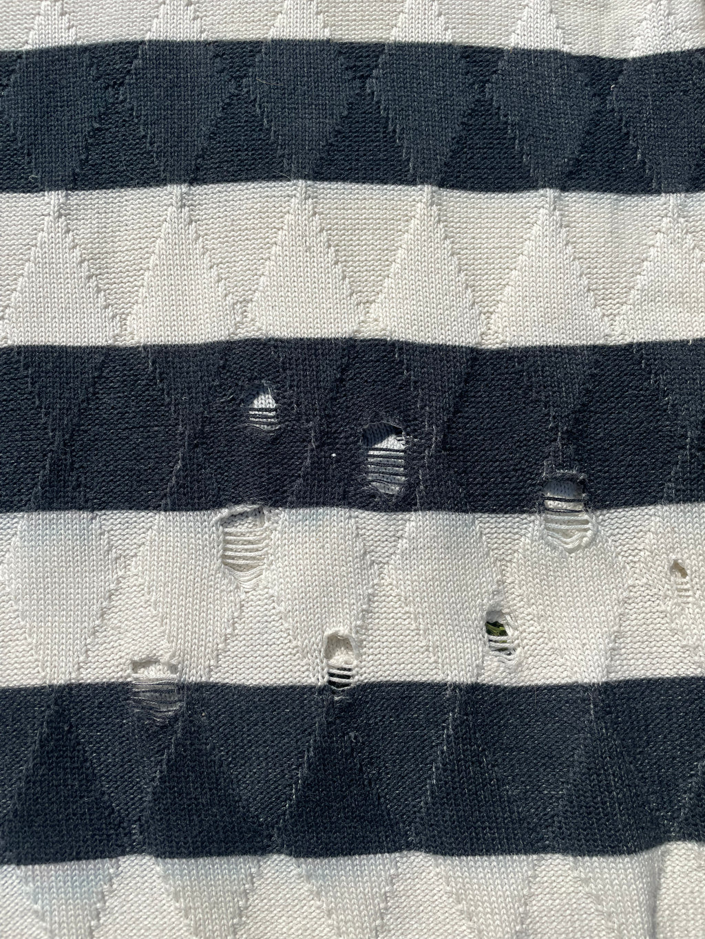 AW02 “Modern Age” - Number (N)ine Distressed Knit Stripe Sweater