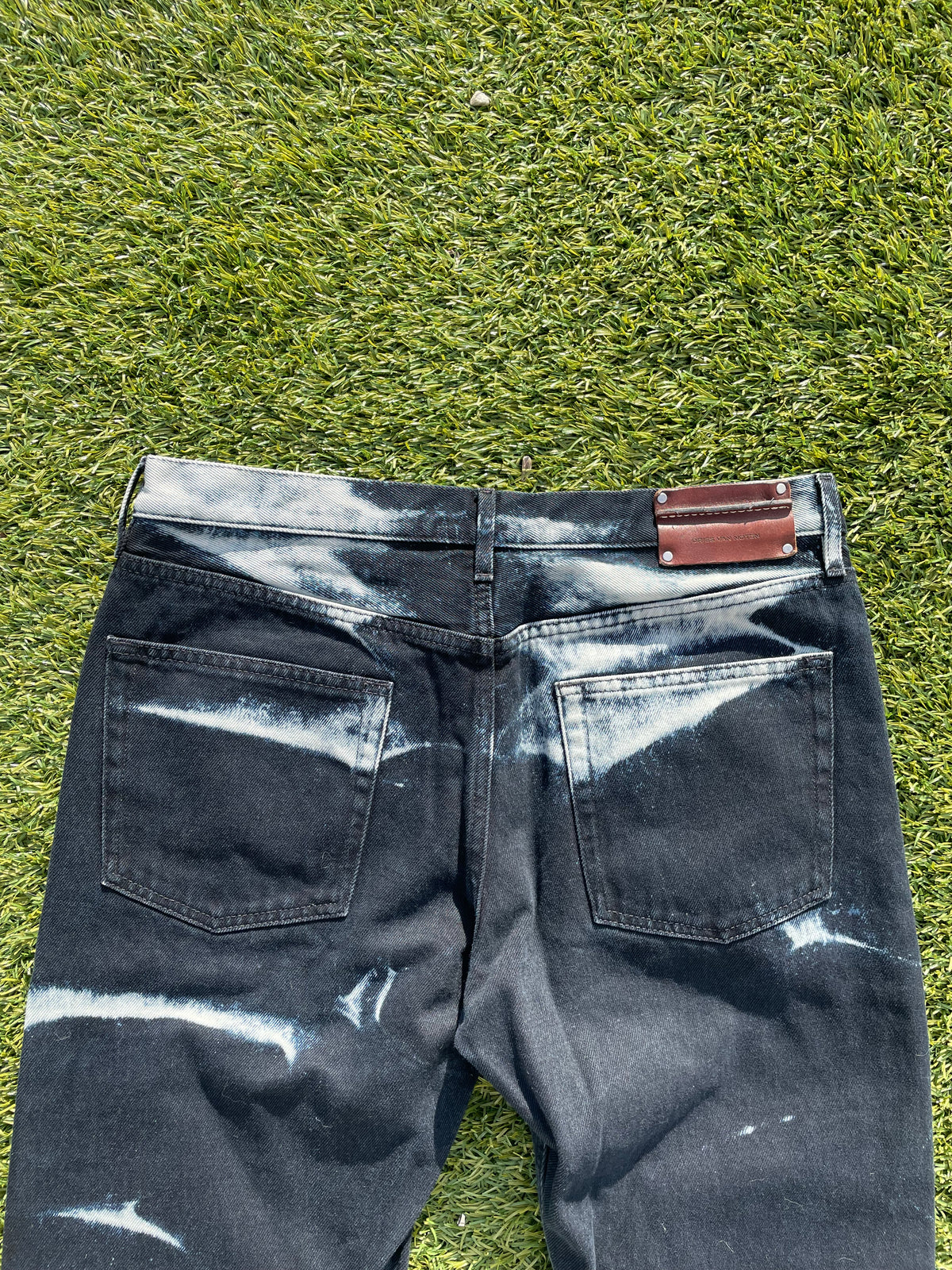 AW22 Dries Van Noten Bleached Ripple Black Denim