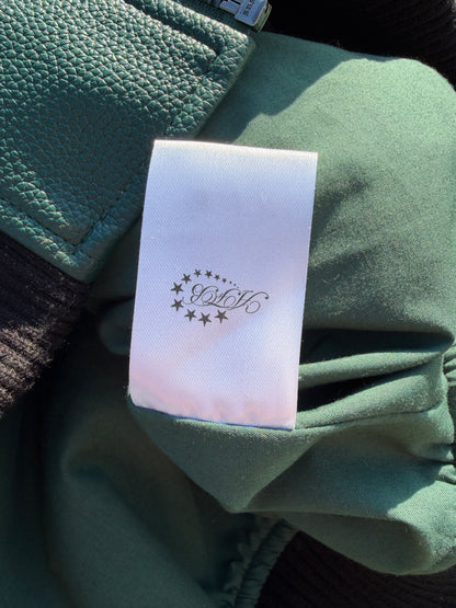 AFB Green Studded Leather Bomber Jacket