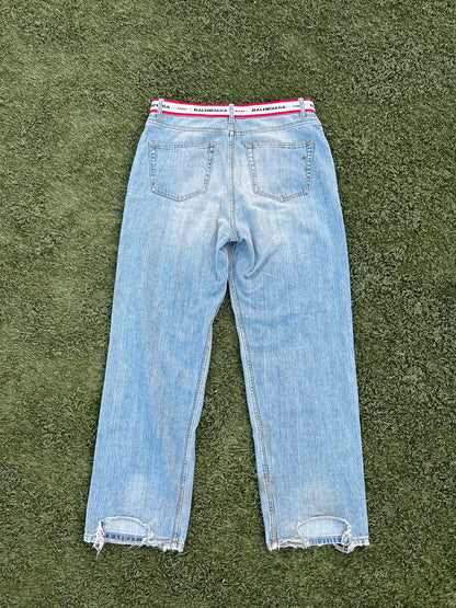 SS21 Balenciaga Waistband Logo Denim