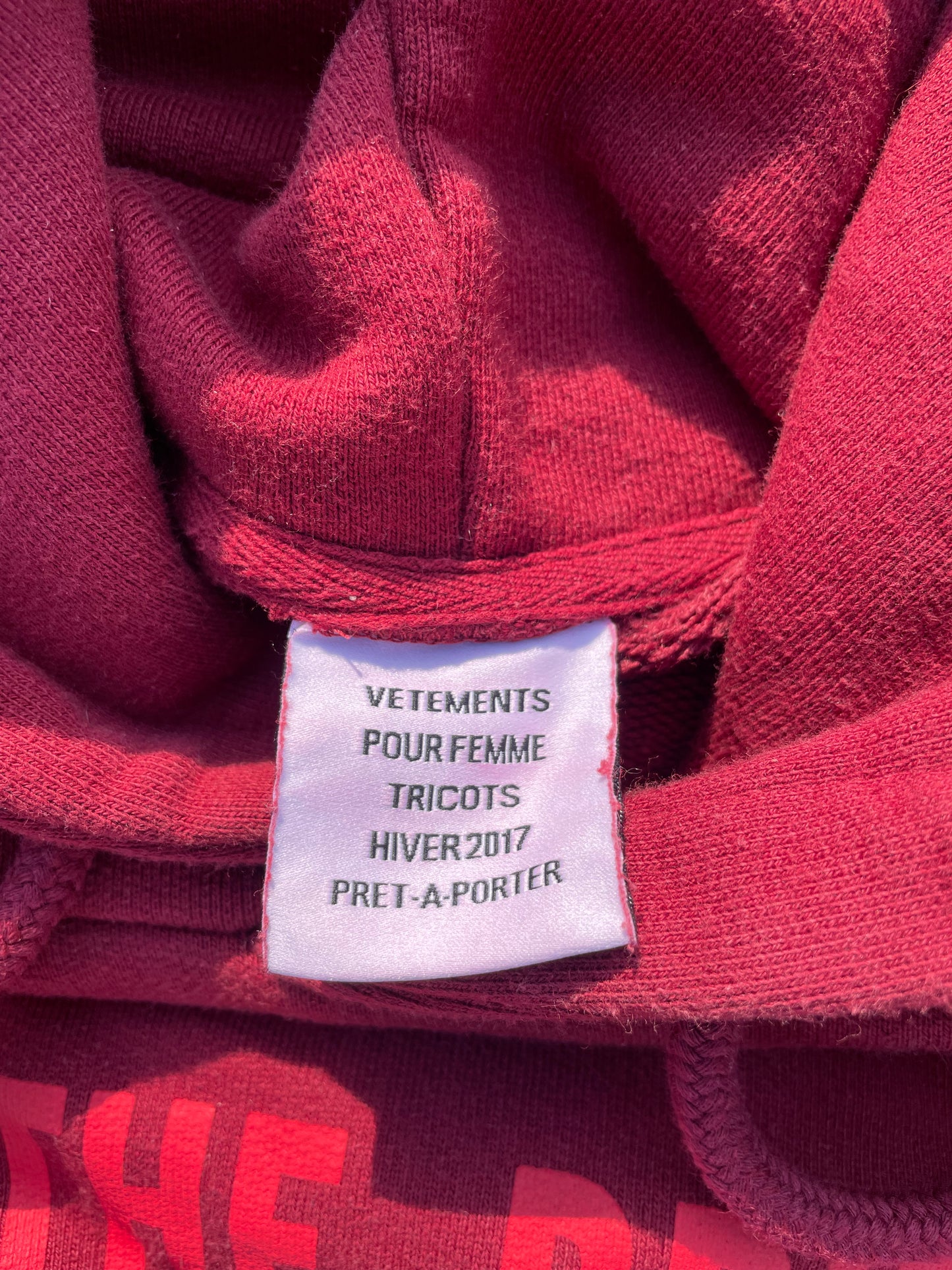 AW17 Vetements “May The Bridges I Burn” Cropped Hoodie
