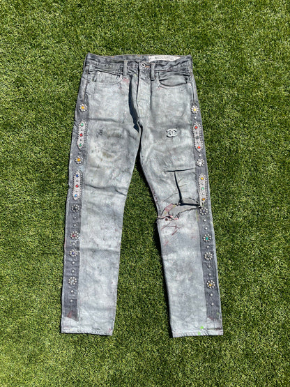 1/1 Nyree x Kapital Gemstone Studded Wax Denim