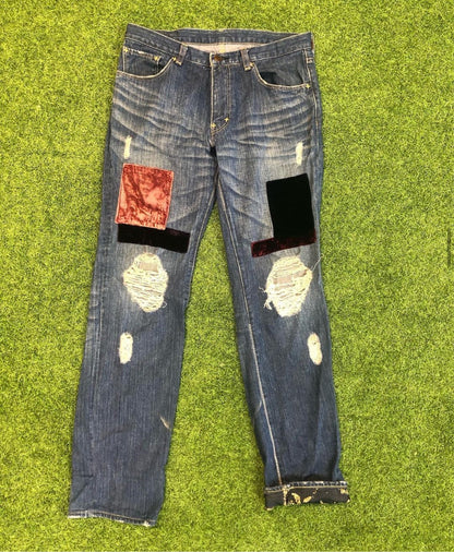 03' Number (N)ine Kurt Cobain Patchwork Velvet Denim