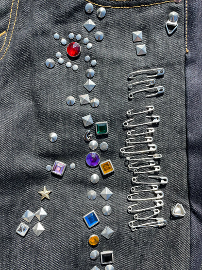 AD2002 Junya Watanabe CDG Jewel Studded Flared Denim