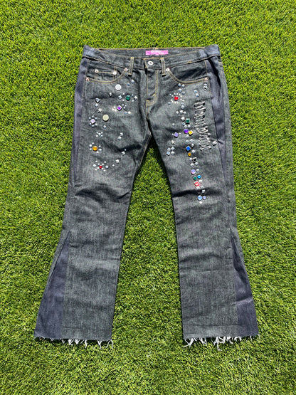 AD2002 Junya Watanabe CDG Jewel Studded Flared Denim