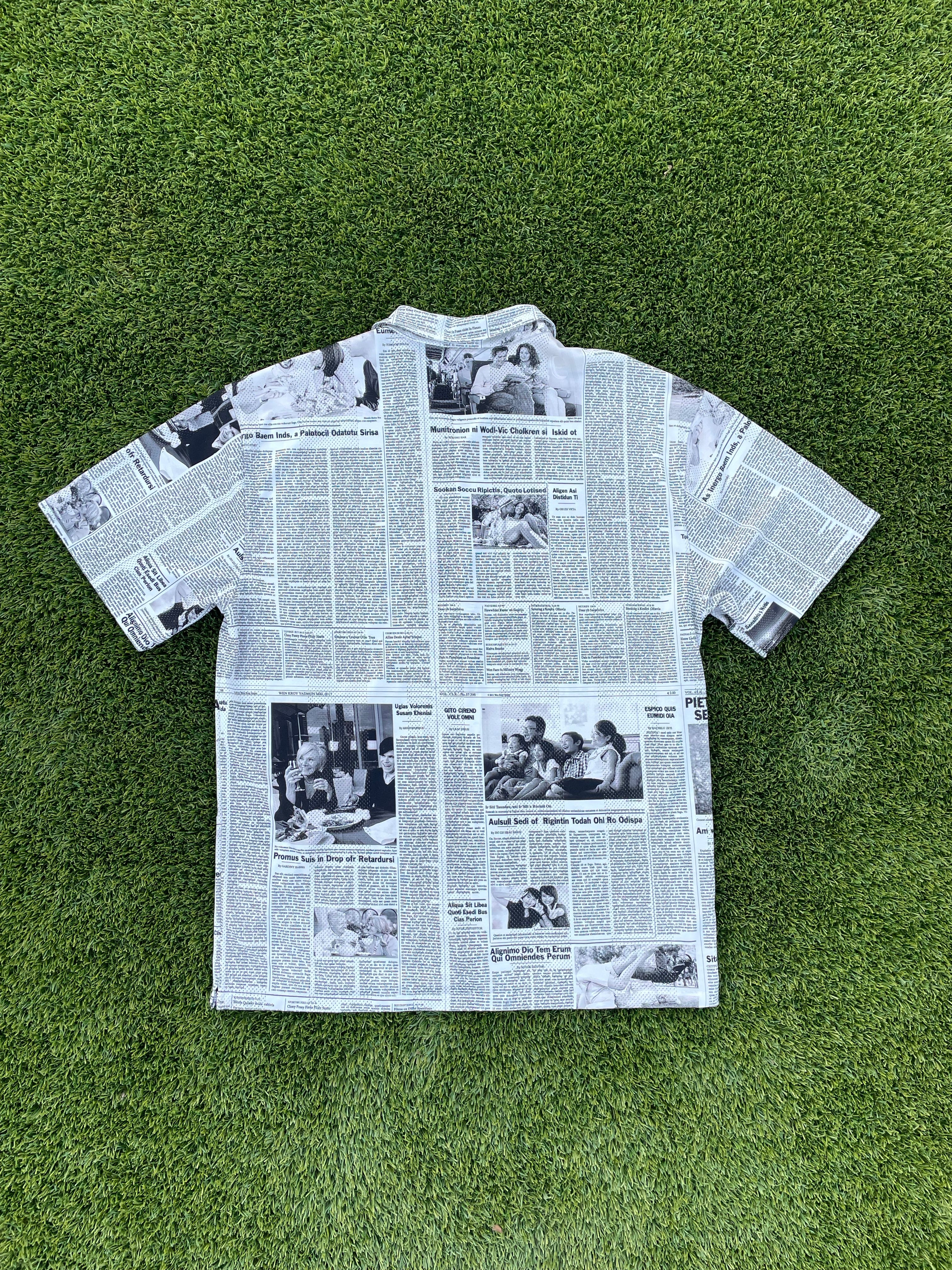 SS2021 Balenciaga Newspaper Print Sport Button Up Shirt ...