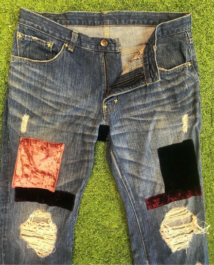 03' Number (N)ine Kurt Cobain Patchwork Velvet Denim