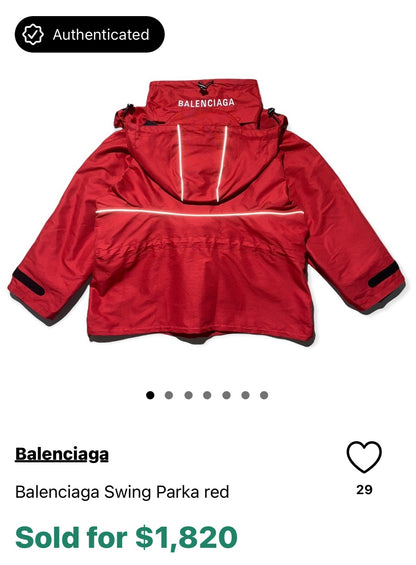 SS18' Balenciaga Ruby Red Swing Parka