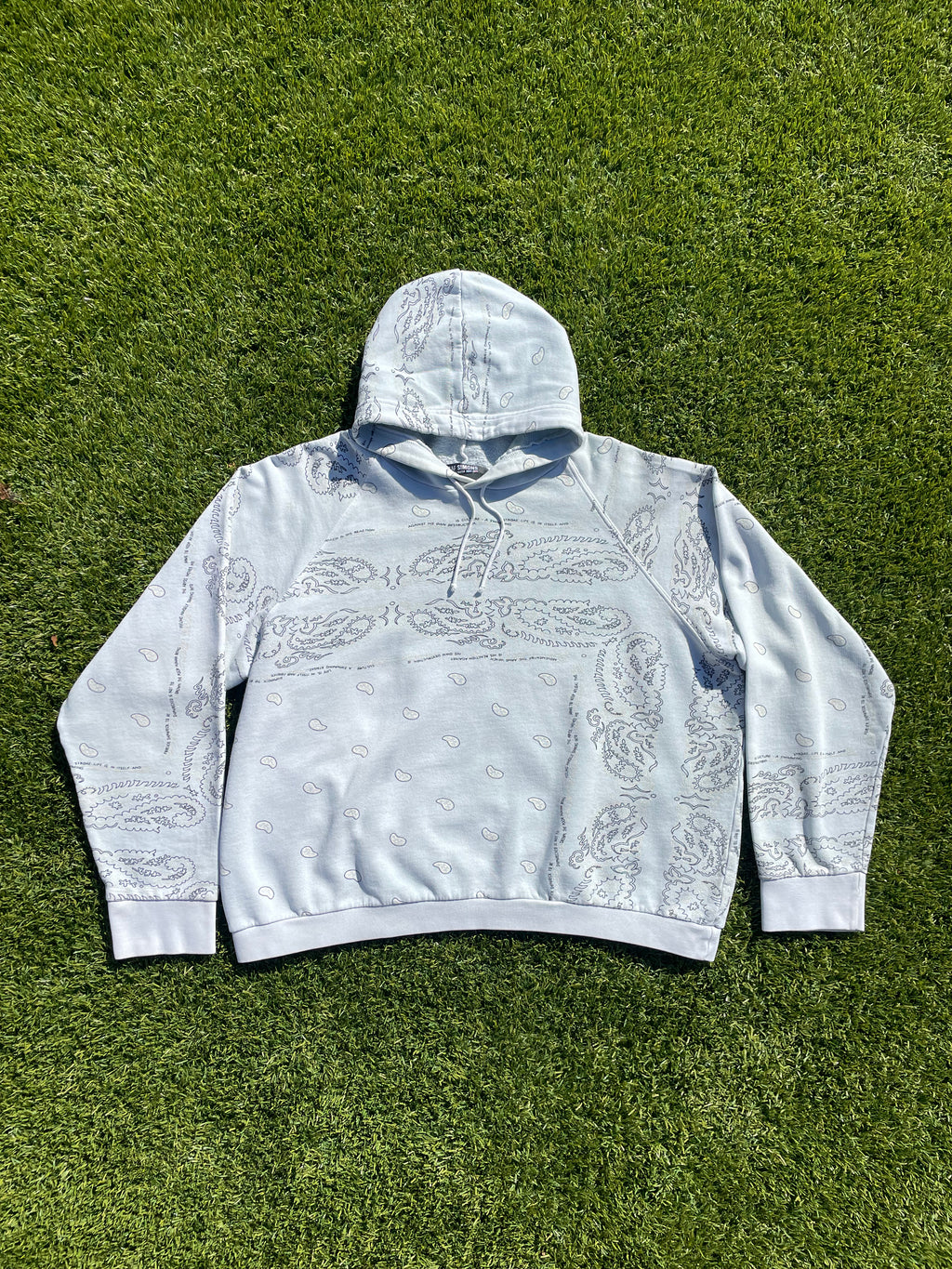 AW04 Waves - Raf Simons Teal Paisley Print Hoodie