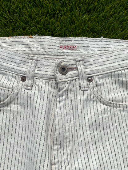 Kapital White Pinstripe Patchwork Denim