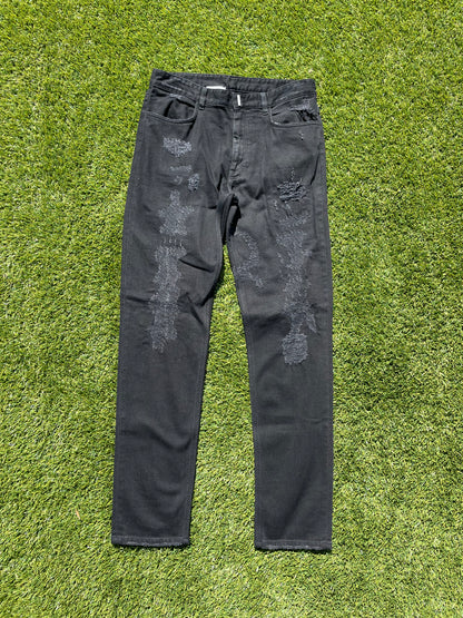 Givenchy By Matthew Williams Black Distressed Denim