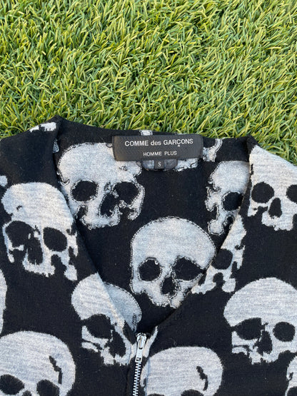 AD2010 Comme Des Garçons All Over Print Skull Zip Up Cardigan