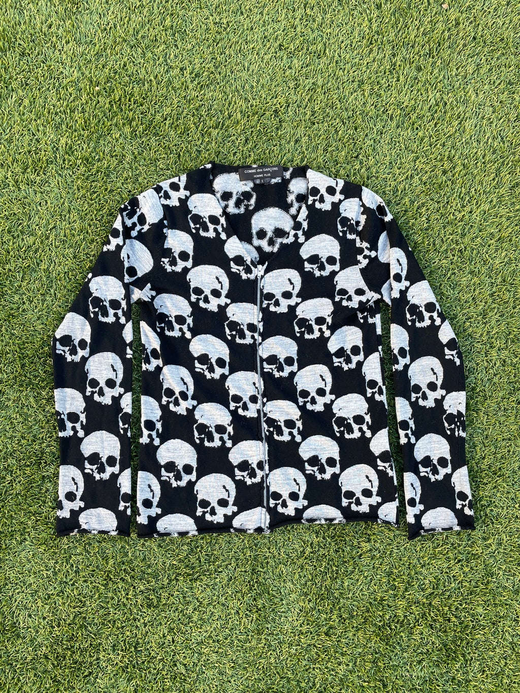 AD2010 Comme Des Garçons All Over Print Skull Zip Up Cardigan