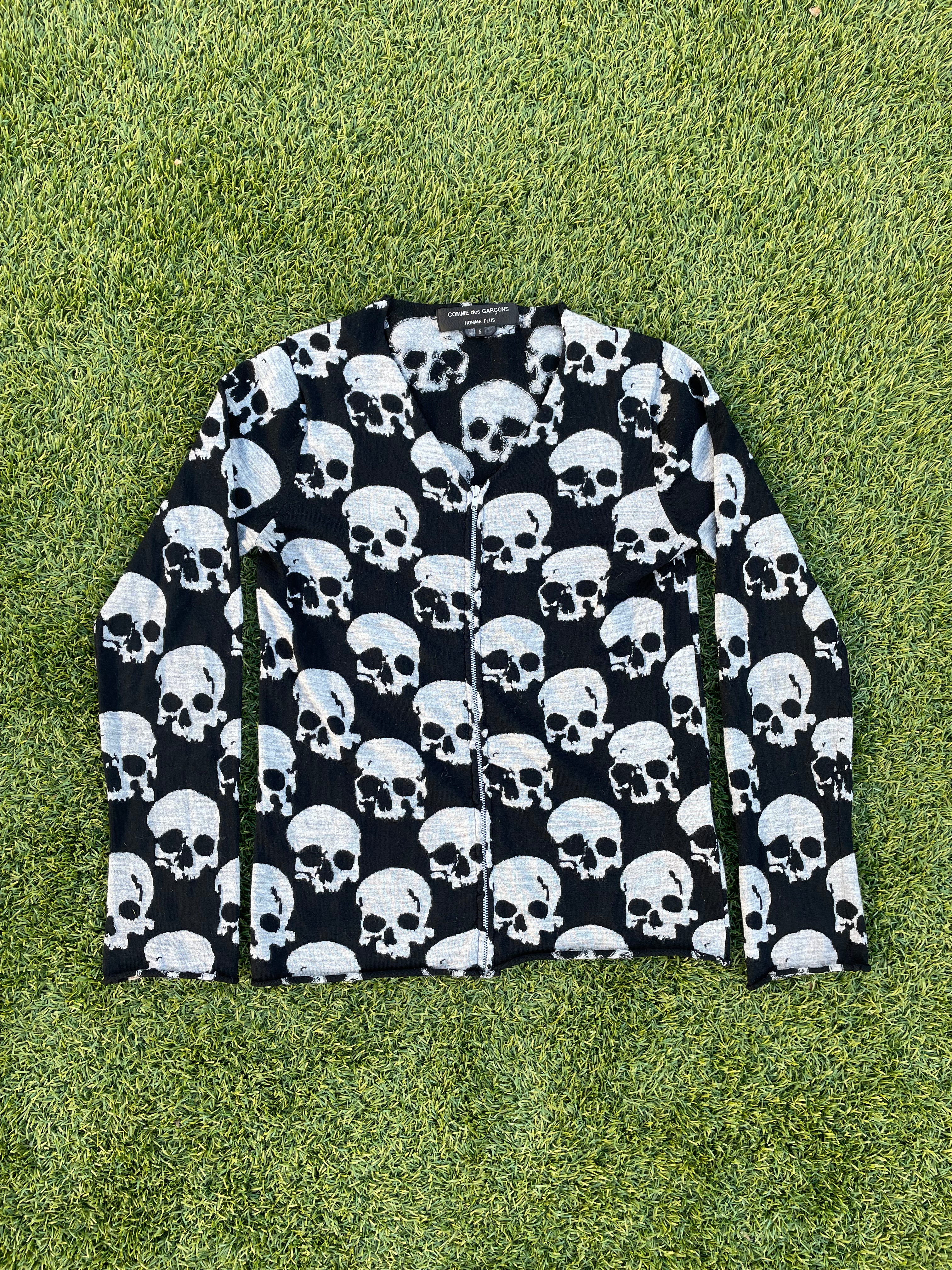 AD2010 Comme Des Garçons All Over Print Skull Zip Up Cardigan
