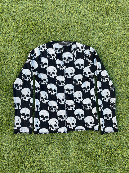 AD2010 Comme Des Garçons All Over Print Skull Zip Up Cardigan