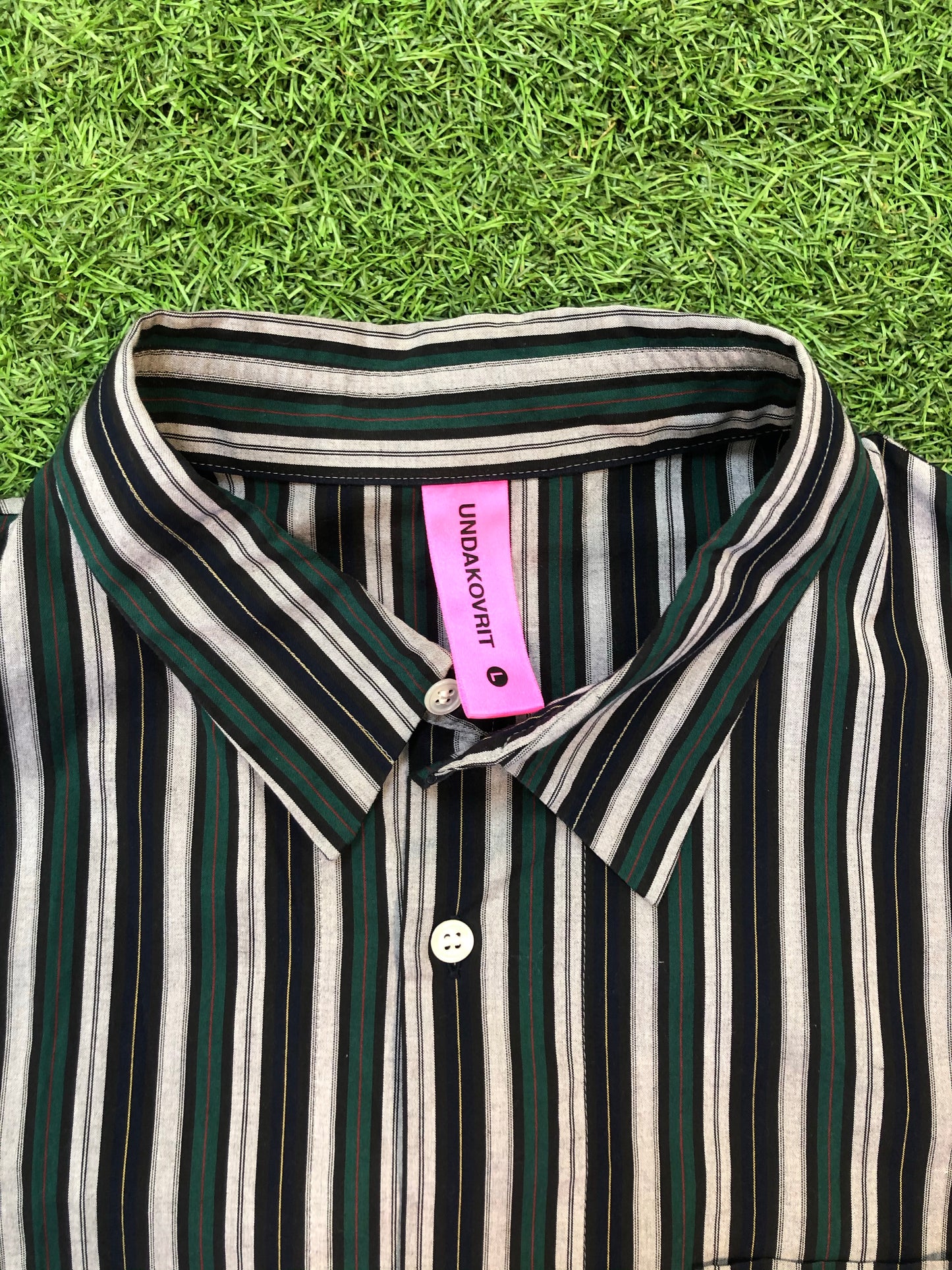 03' Undercover Crap Striped Button Up