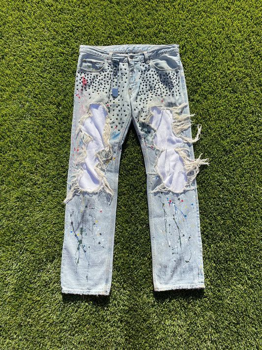 SS06 "Welcome to the Shadow" - 1/1 Number (N)ine Paint Splatter Studded Denim