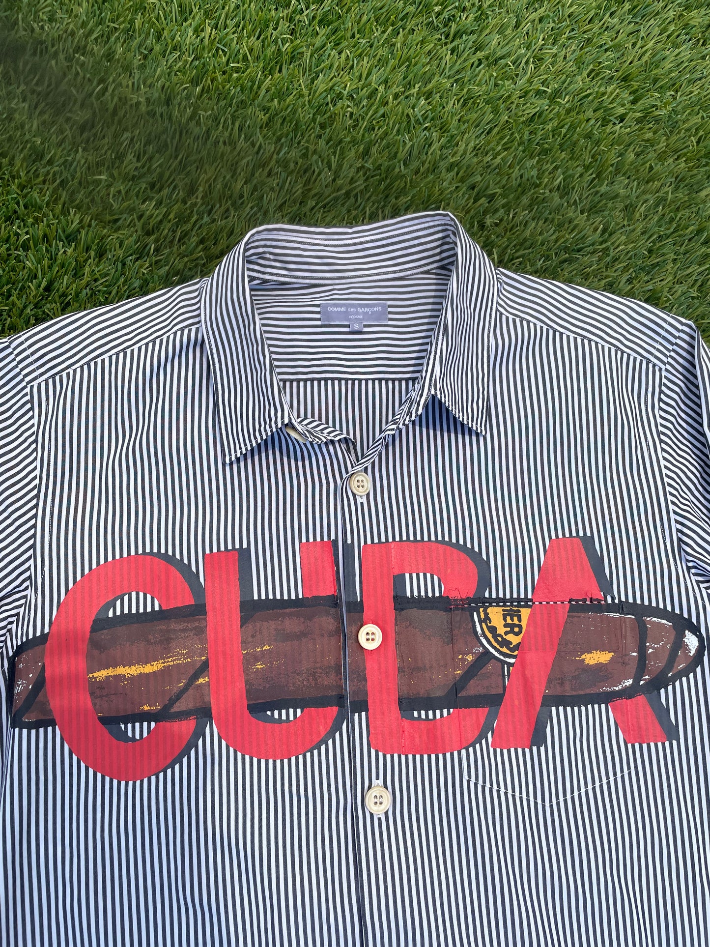 AD2002 Comme Des Garçons Homme Cuban Cigar Painted Stripe Button Up