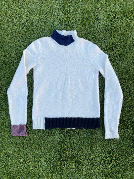 AW15 RAF Simons Turtle Neck Wool Color-Blocking Sweater