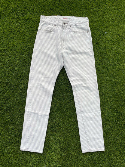 Kapital White Pinstripe Patchwork Denim