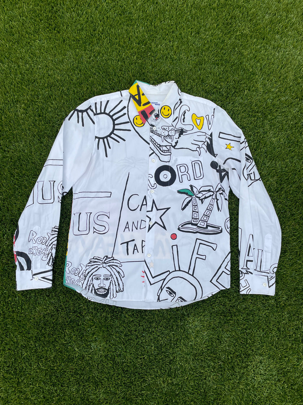 AD2002 Junya Watanabe Reggae Graffiti Print Button Up