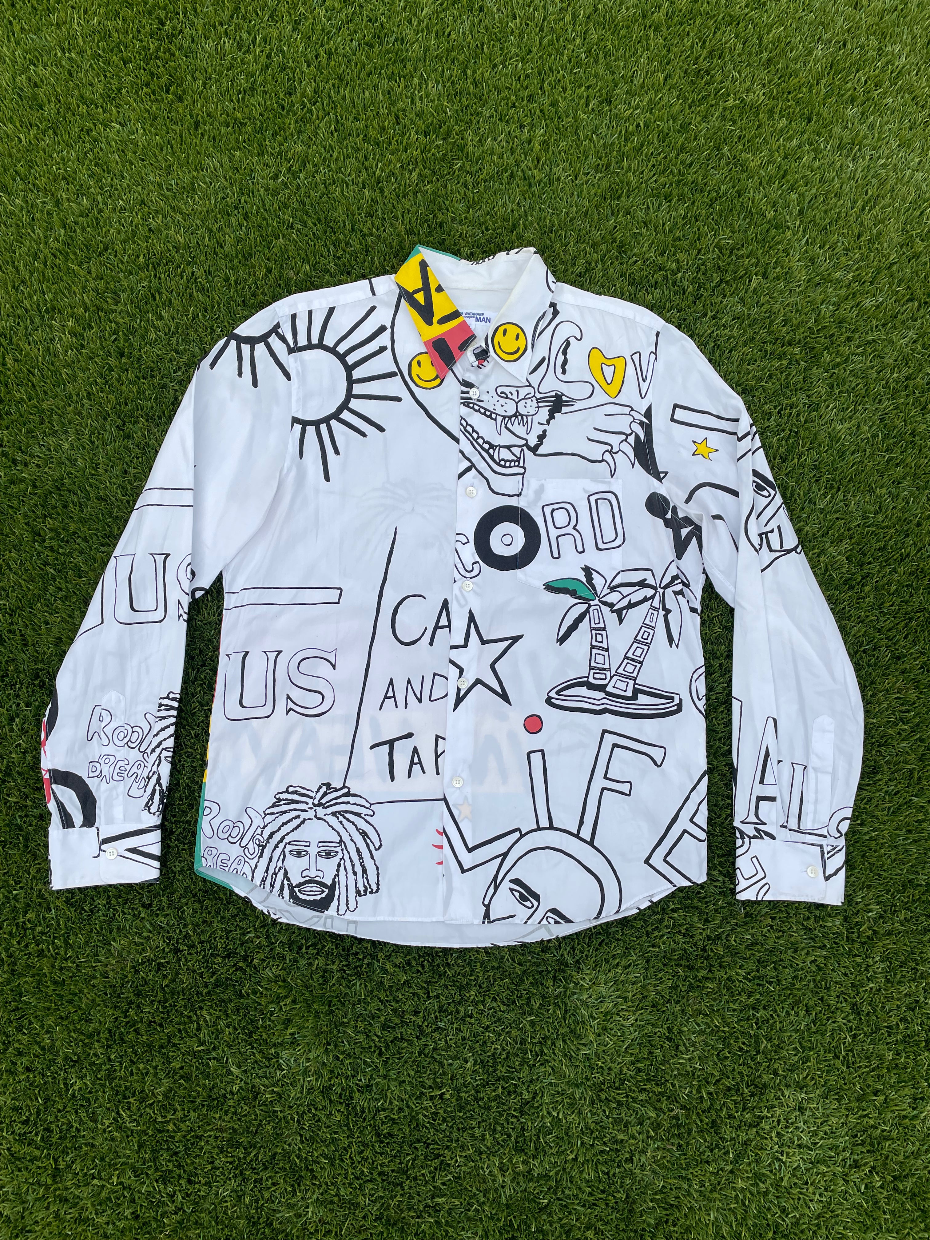 AD2002 Junya Watanabe Reggae Graffiti Print Button Up
