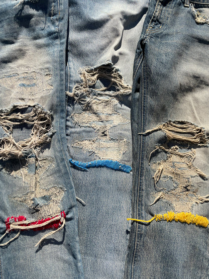 SS10 Undercover 68 “Yellow Yarn” Distressed Denim