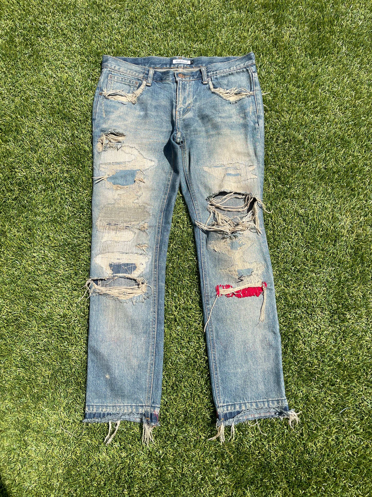 AW04 But Beautiful Undercover 68 Red Yarns Denim RWNDBCKWRDS aw04-but-beautiful-undercover-68-red-yarns-denim-rwndbckwrds