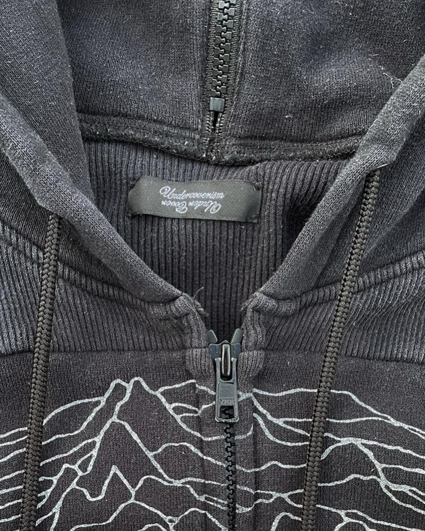 AW09 Undercover Joy Division Unknown Pleasures Zip Up Hoodie – rwndbckwrds